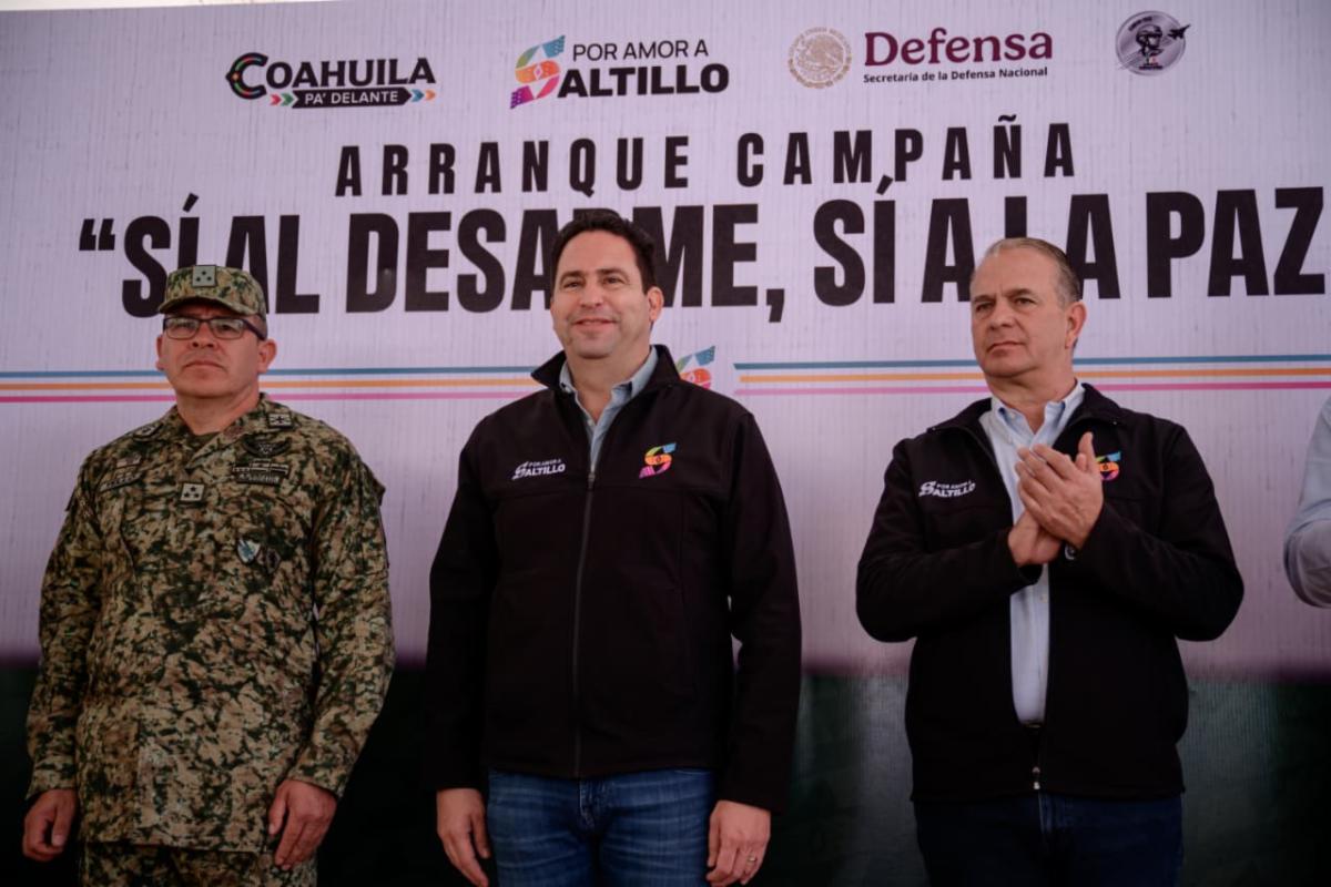 Arrancan Javier Díaz y Ejército la campaña “Sí al desarme, sí a la paz” en Saltillo