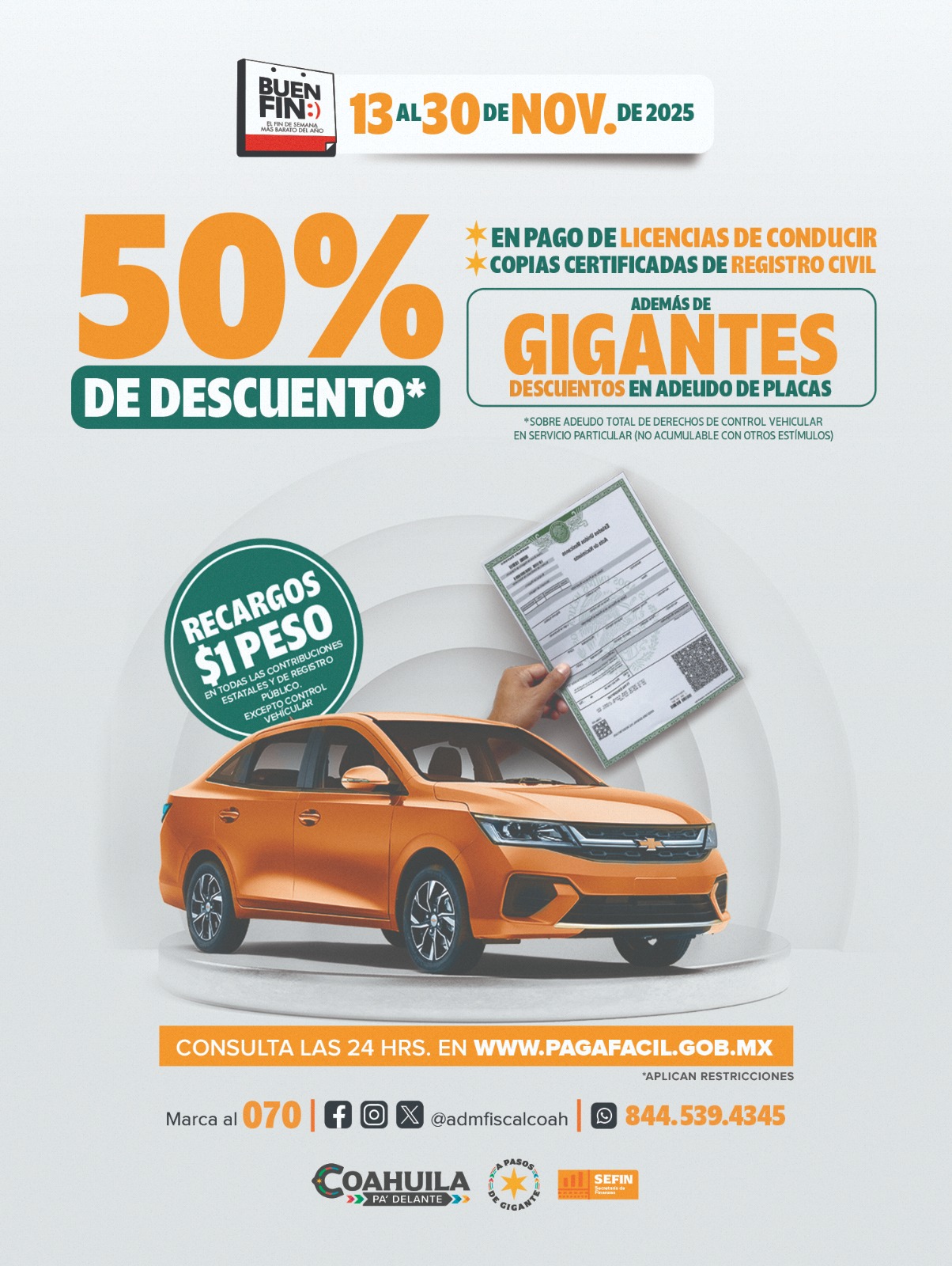 EL GOBIERNO DEL ESTADO DE COAHUILA SE SUMA AL PROGRAMA "EL BUEN FIN 2025"