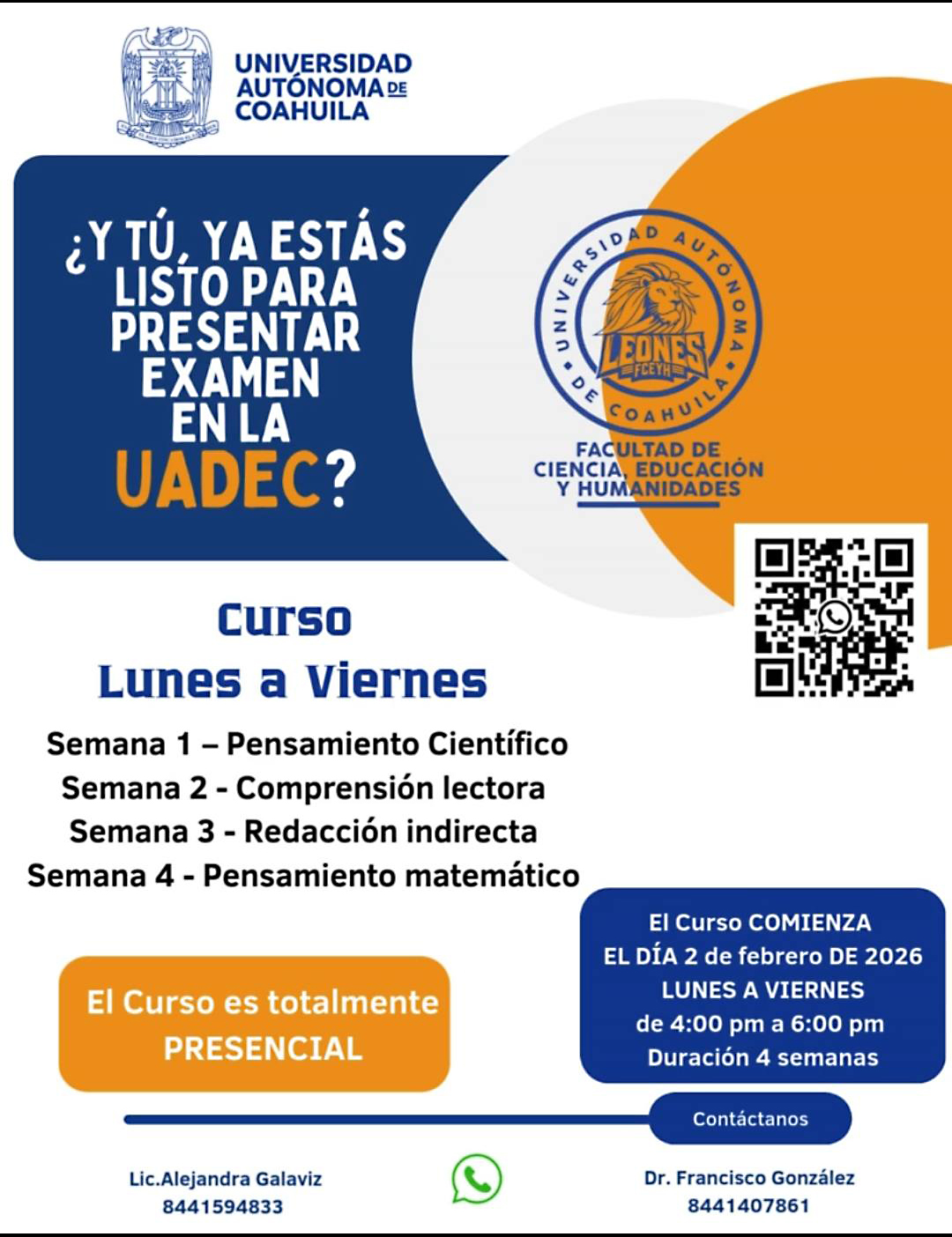 Ofrece Facultad de Ciencia, Educación y Humanidades de la UAdeC Curso para Aspirantes de Bachillerato y Licenciatura