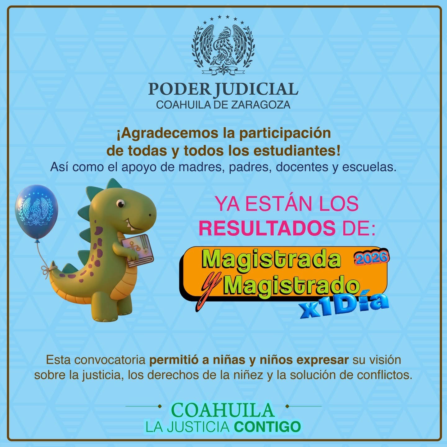 Felicitan a las ganadoras y ganadores de Magistrada y Magistrado por un día