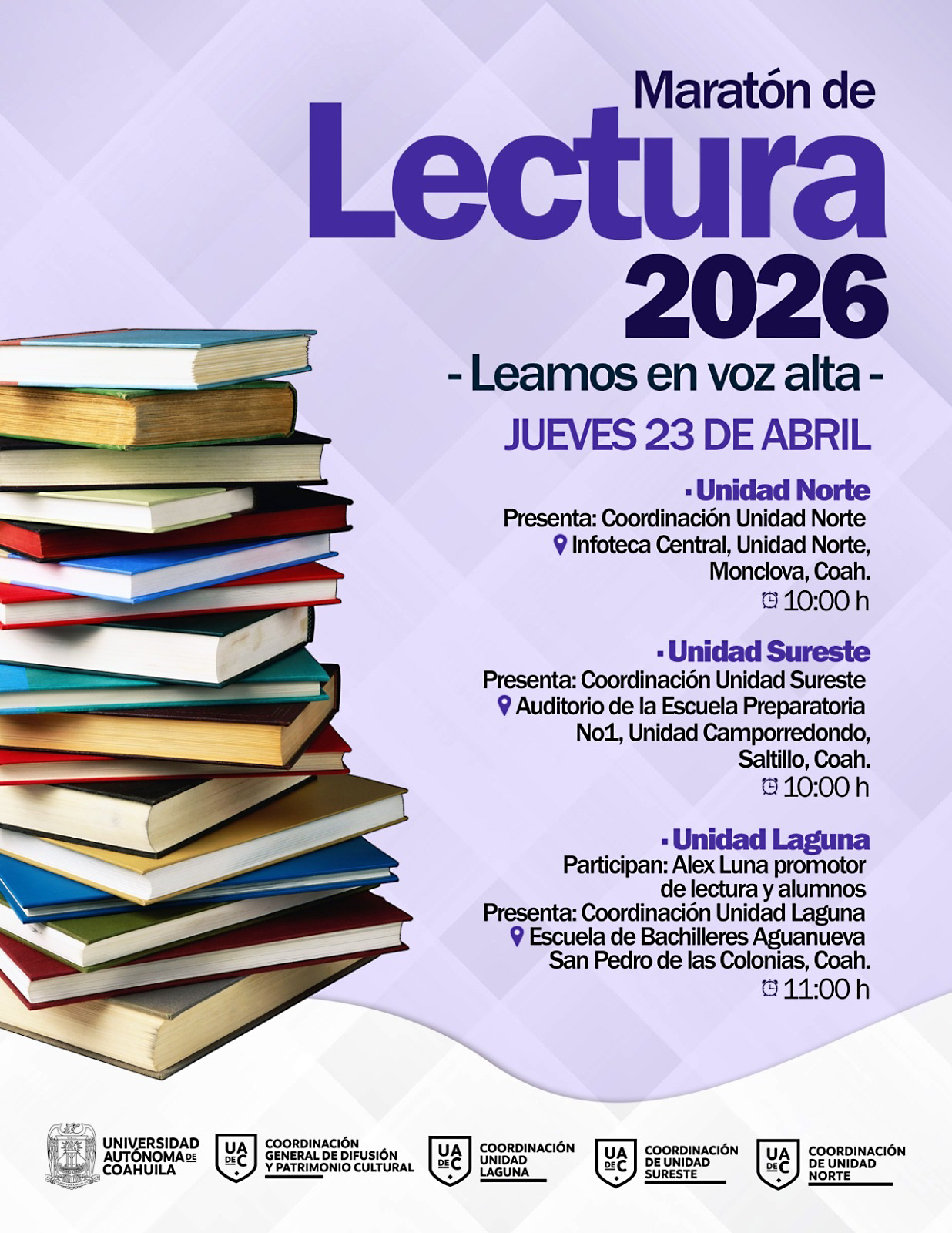 Promueve UAdeC la Lectura con Maratón de Lectura en Voz Alta 2026