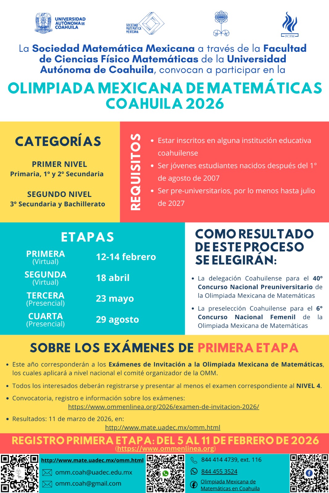 Convocan UAdeC y la Sociedad Matemática Mexicana a Participar en la 40ª Olimpiada Mexicana de Matemáticas en Coahuila